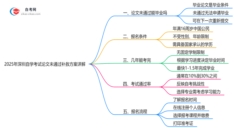 2025年深圳自学考试论文未通过补救方案详解思维导图