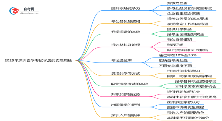 2025年深圳自学考试学历的10大实际用途盘点思维导图