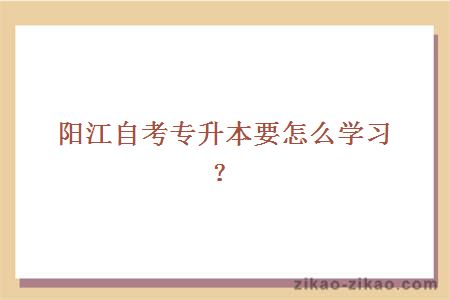 阳江自考专升本要怎么学习？