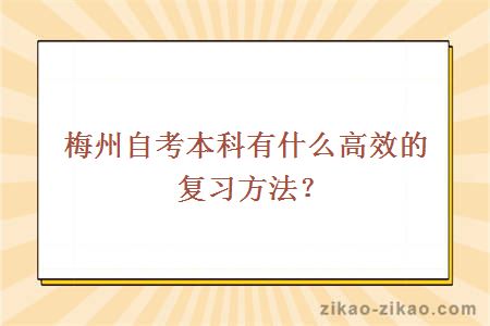 梅州自考本科有什么高效的复习方法?