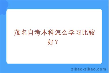 茂名自考本科怎么学习比较好?