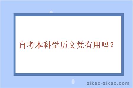 自考本科学历文凭有用吗?