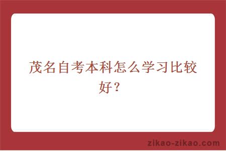 茂名自考本科怎么学习比较好?