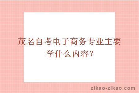 茂名自考电子商务专业主要学什么内容?