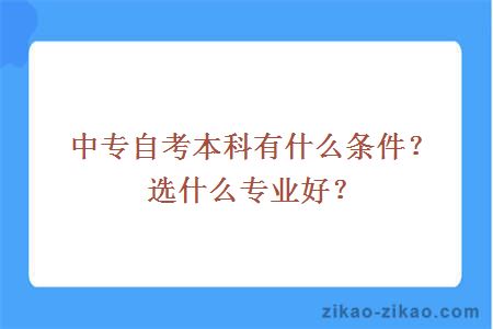 中专自考本科有什么条件?选什么专业好?
