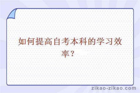 如何提高自考本科的学习效率?