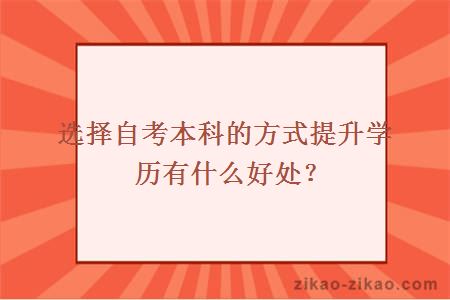 选择自考本科的方式提升学历有什么好处?