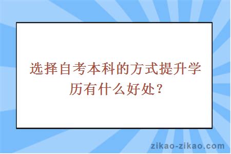 选择自考本科的方式提升学历有什么好处?