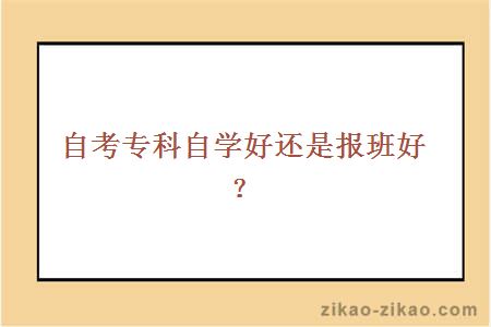 自考专科自学好还是报班好?