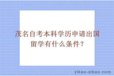 茂名自考本科学历申请出国留学有什么条件?
