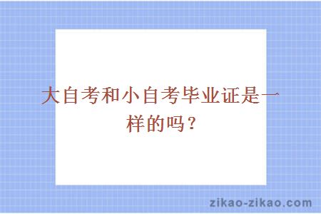 大自考和小自考毕业证是一样的吗?