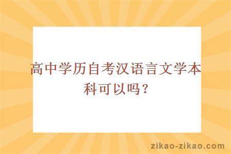 高中学历自考汉语言文学本科可以吗?