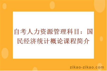 自考人力资源管理科目：国民经济统计概论课程简介
