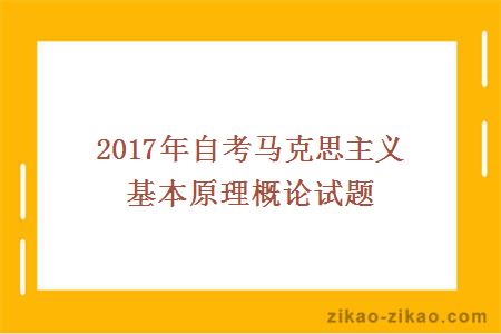 2017年自考马克思主义基本原理概论试题