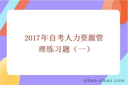 2017年自考人力资源管理练习题(一)