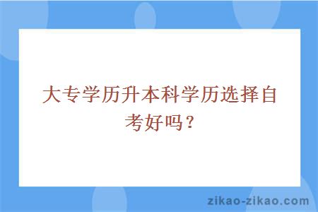 大专学历升本科学历选择自考好吗?