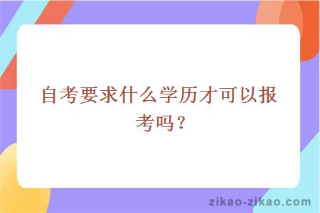 自考要求什么学历才可以报考吗?