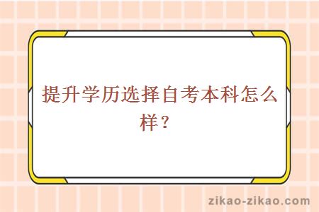 提升学历选择自考本科怎么样?
