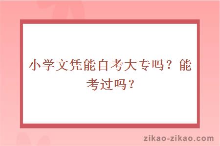 小学文凭能自考大专吗?能考过吗?