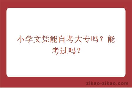 小学文凭能自考大专吗?能考过吗?