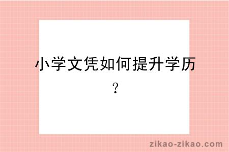 小学文凭如何提升学历?