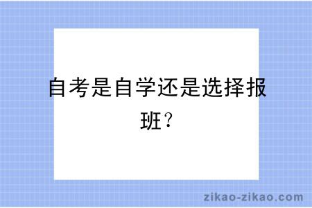 自考是自学还是选择报班?