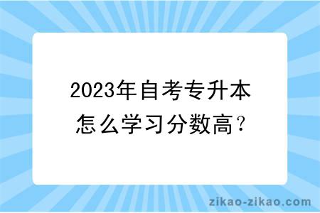 2023年自考专升本怎么学习分数高?