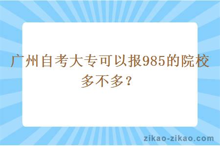 广州自考大专可以报985的院校多不多？