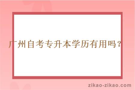 广州自考专升本学历有用吗?