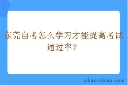 东莞自考怎么学习才能提高考试通过率?