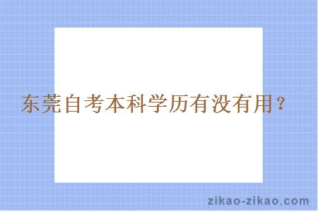 东莞自考本科学历有没有用?