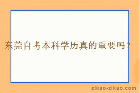 东莞自考本科学历真的重要吗?