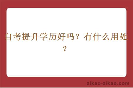 自考提升学历好吗?有什么用处?