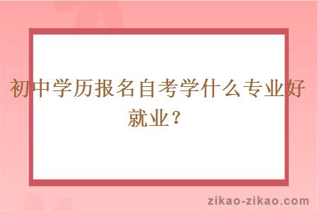 初中学历报名自考学什么专业好就业？
