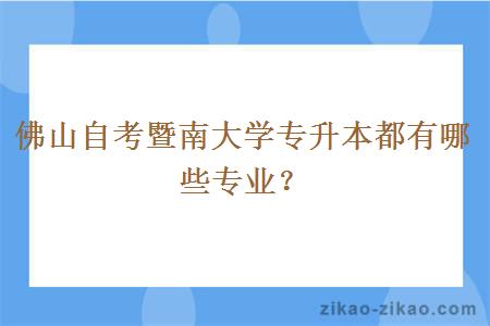 佛山自考暨南大学专升本都有哪些专业？