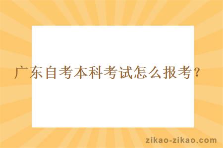 广东自考本科考试怎么报考?