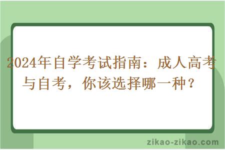 2024年自学考试指南:成人高考与自考,你该选择哪一种?