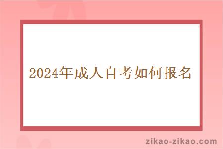 2024年成人自考如何报名