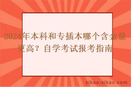 2024年本科和专插本哪个含金量更高？自学考试报考指南