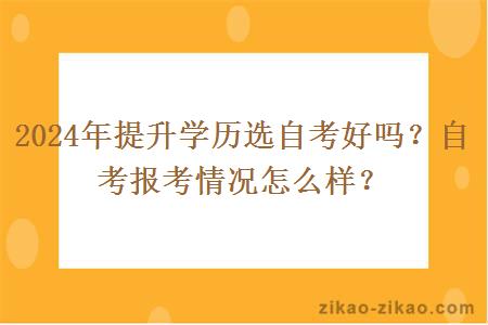 2024年提升学历选自考好吗?自考报考情况怎么样?