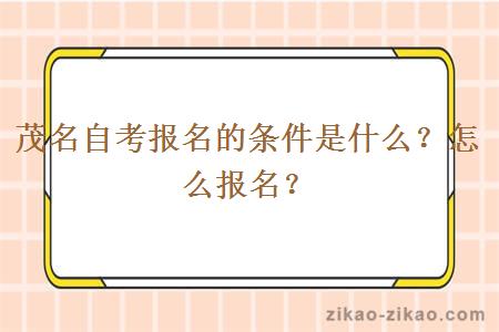 茂名自考报名的条件是什么？怎么报名？