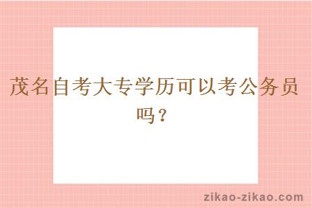 茂名自考大专学历可以考公务员吗?