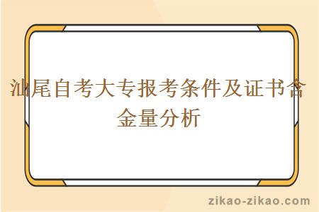 汕尾自考大专报考条件及证书含金量分析