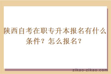 陕西自考在职专升本报名有什么条件?怎么报名?