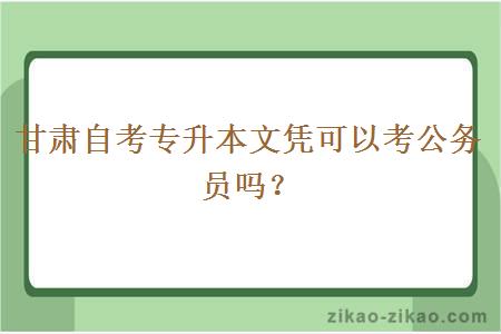 甘肃自考专升本文凭可以考公务员吗?