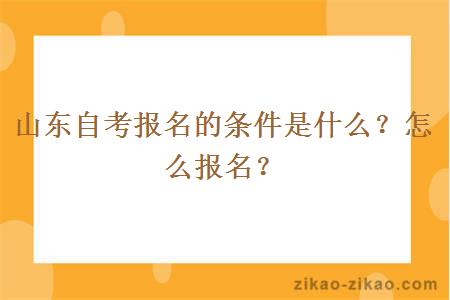 山东自考报名的条件是什么?怎么报名?