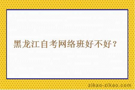 黑龙江自考网络班好不好?