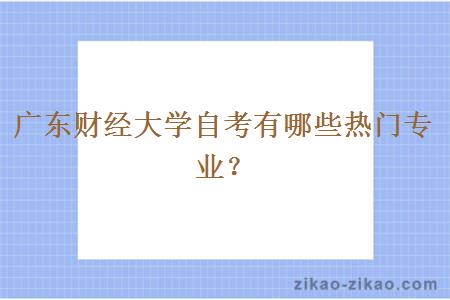 广东财经大学自考有哪些热门专业？