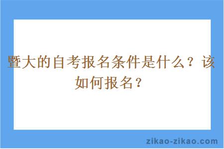 暨大的自考报名条件是什么?该如何报名?