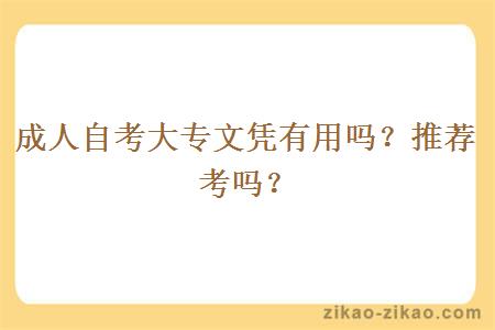 成人自考大专文凭有用吗?推荐考吗?